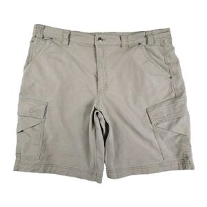 Duluth Trading Cargo Khaki Shorts Mens 44 Fire Hose Coolmax Utility Gorpcore